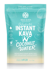 Koa Kava Instant Kava Coconut Water bottle ready for quick, mess-free prep.
