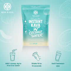 Measuring scoop with 4 g portion of Koa Kava in water