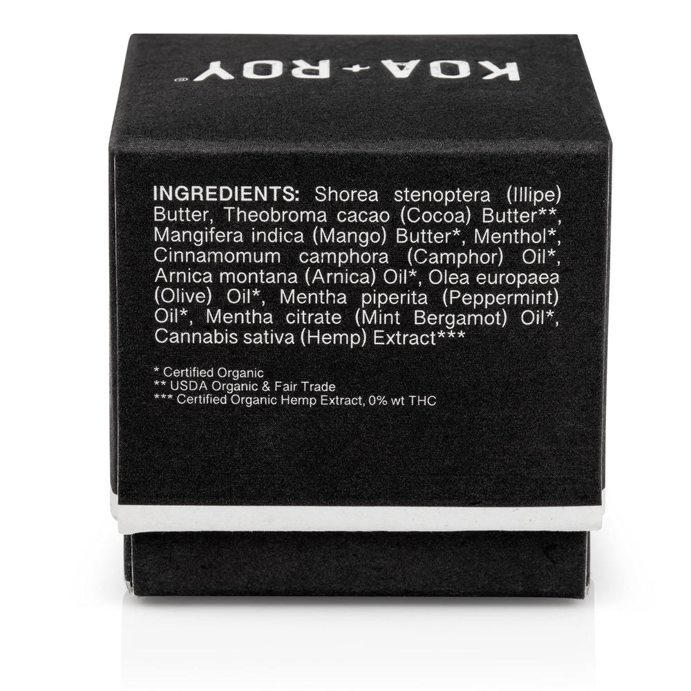 KOA ROY Recovery Cube menthol cooling on sore muscles