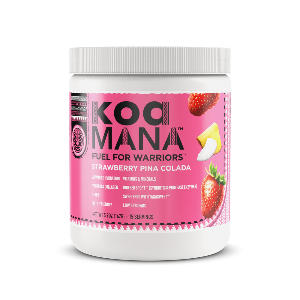 KOA MANA pineapple coconut hydration bottle highlighting tropical flavor and premium hydration benefits