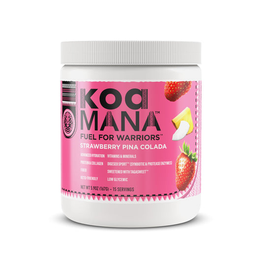 KOA MANA pineapple coconut hydration bottle highlighting tropical flavor and premium hydration benefits