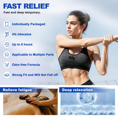 Kocowo lidocaine patch on skin back area targets sore muscles for quick relief.