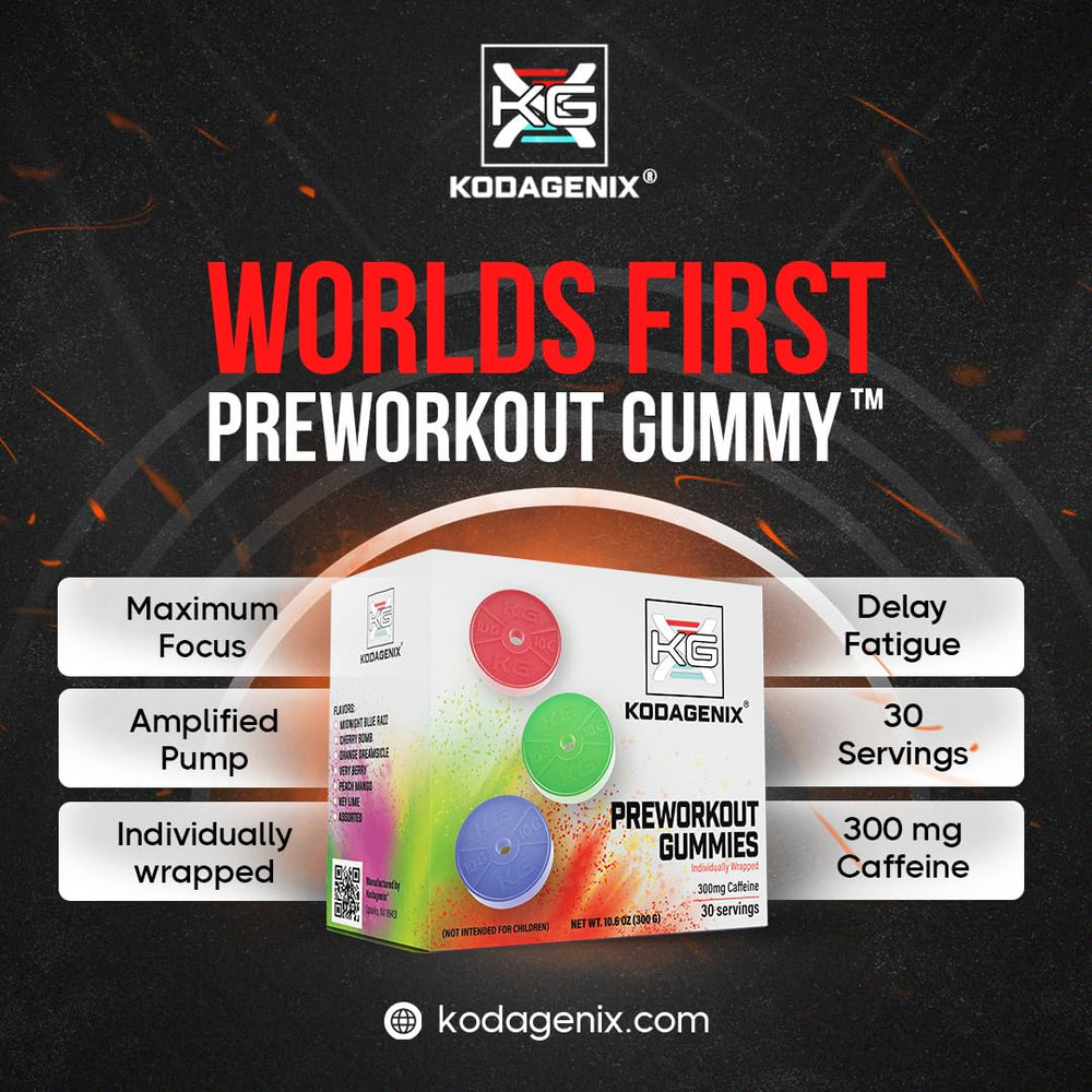 Kodagenix Pre Workout Gummies with Huperzine A support mental clarity during workouts.