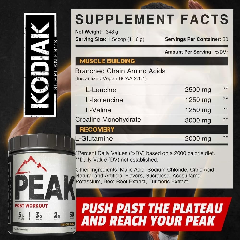 Kodiak Peak Post Workout scoop in container highlights easy dosing