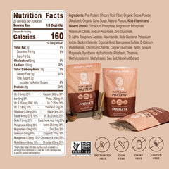 Koia chocolate protein powder label featuring ingredients and nutrition highlights.