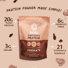 Koia chocolate protein powder scoop image, convenient serving for quick pre- or post-workout fuel.