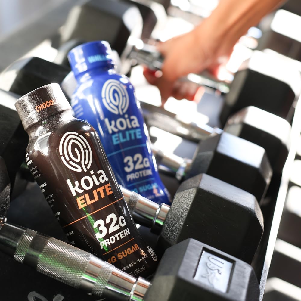 Koia Elite Vanilla label showing added prebiotic fiber benefits