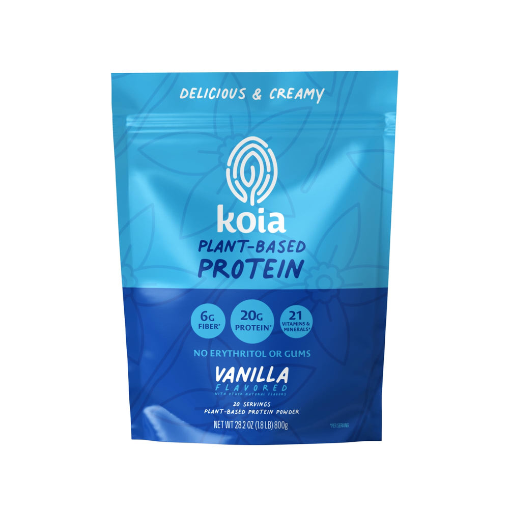 Koia Vanilla Plant Based Protein Powder bottle ready for daily shakes