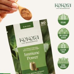 Kokora Immune Power packaging nutrition panel aids ingredient clarity.