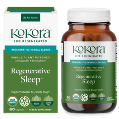 Kokora Regenerative Sleep bottle front view highlighting the adaptogen blend for restful nights