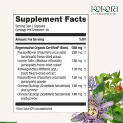 Kokora Regenerative Sleep label emphasizes vegan and gluten-free formula