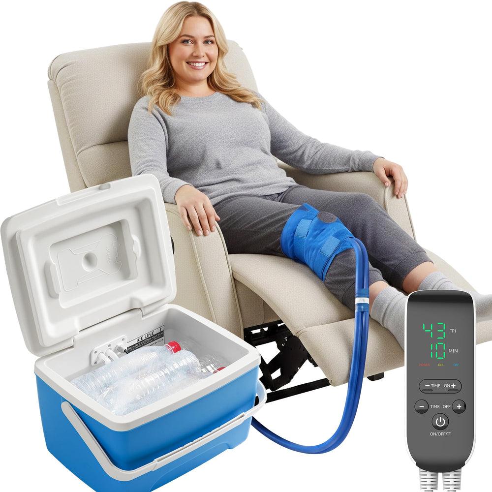 Kokoslo cold therapy machine with programmable timer for knee relief and post-op recovery.