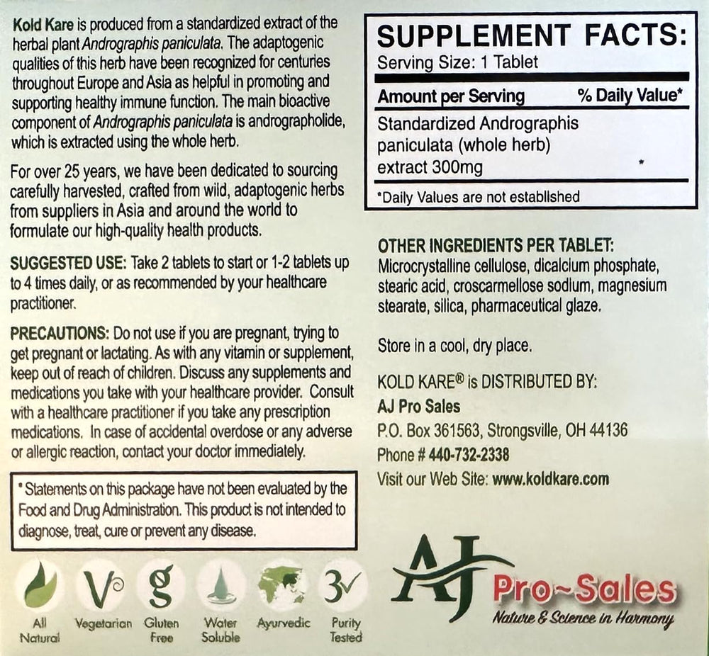 Kold Kare capsules display 80-count supply for daily use.