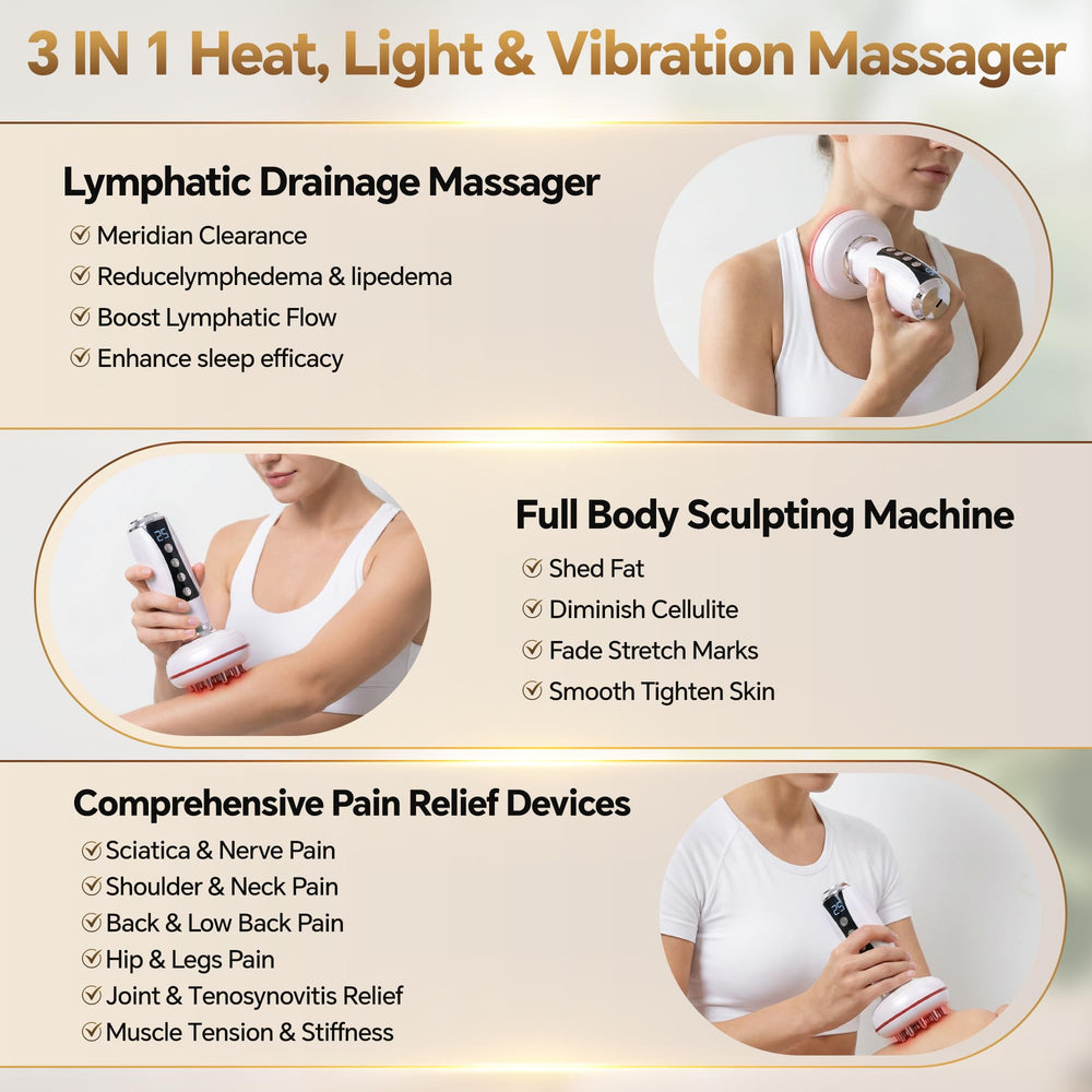 KolerFlo deep vibration feature targets legs, arms, and belly for smoothing feel.