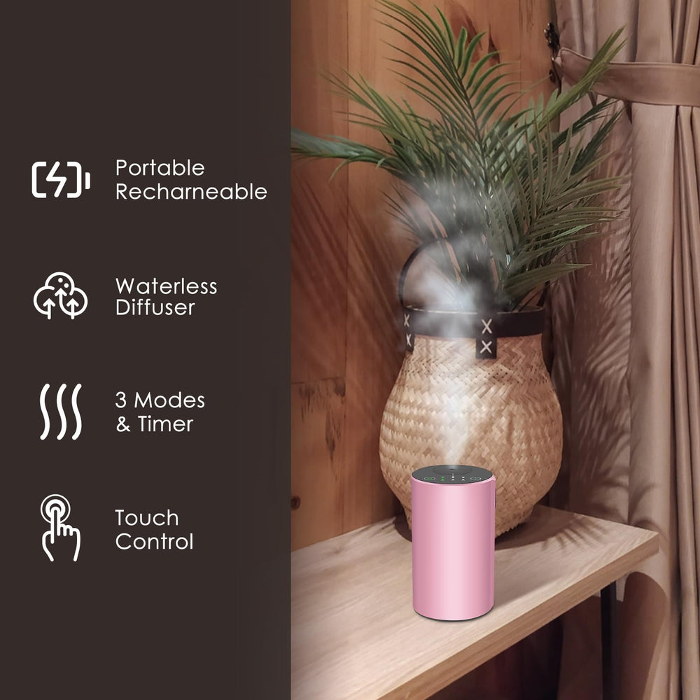 KONCHILE pink diffuser with seven-color LEDs creates ambiance.