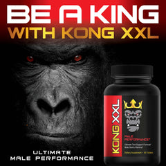 Kong XXL box art and pills conveying discreet premium male enhancement