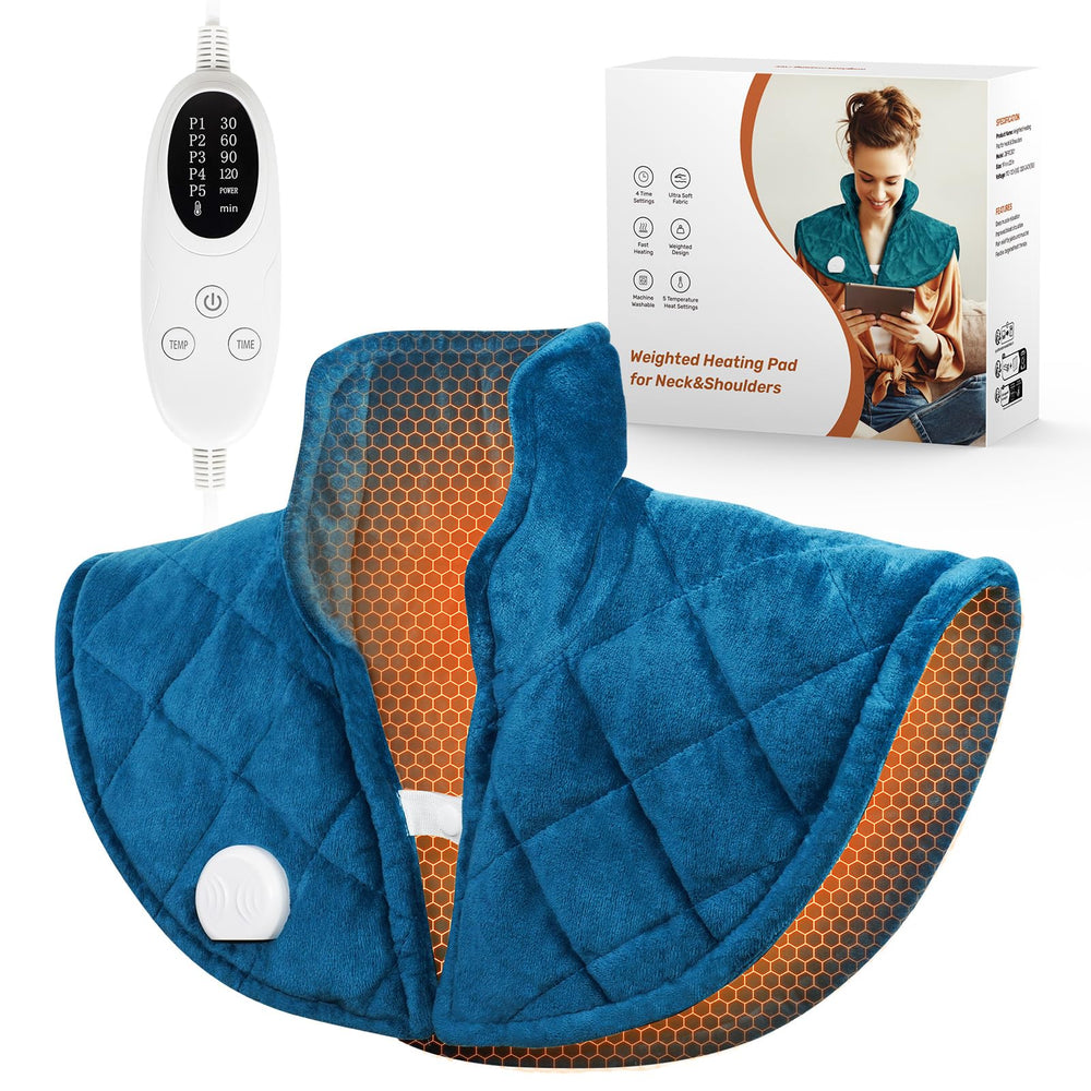 Koonie weighted heating pad for neck and shoulders provides comforting warmth.