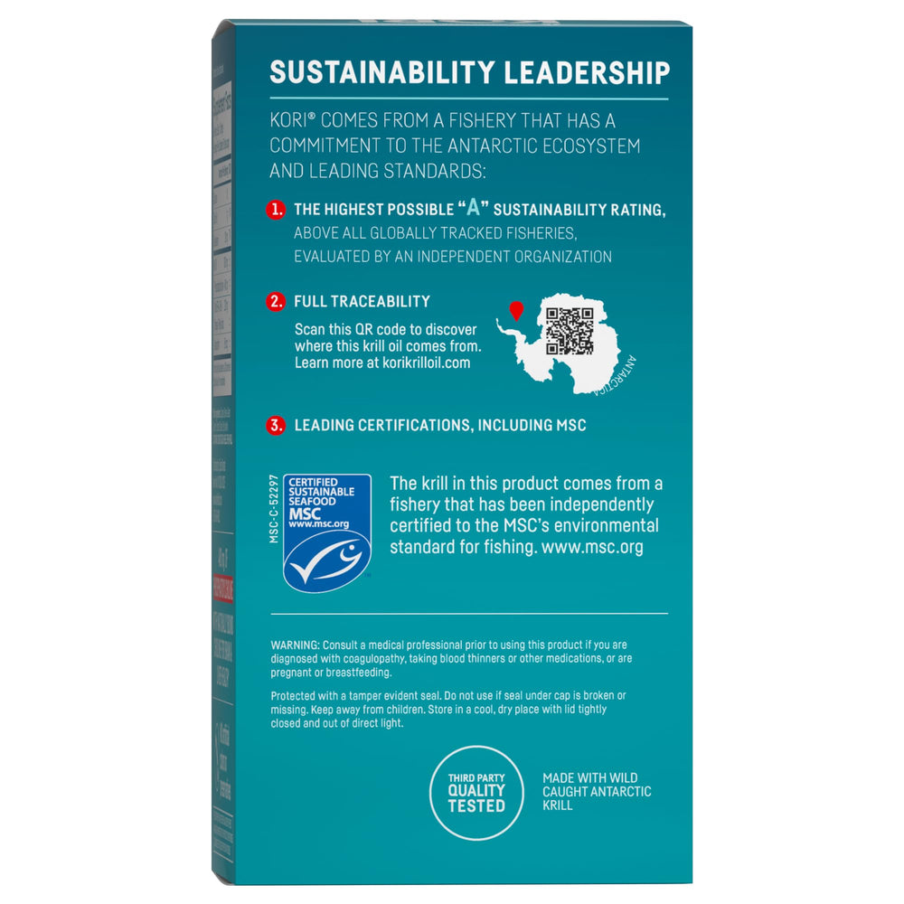 Kori Krill Excel 70 mg choline supports cognitive and organ function.