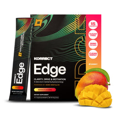 KORRECT LIFE Mental Performance Edge mango packets for sharper focus during study sessions.