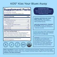KOS ashwagandha lemon-balm botanicals jar suggests calming evenings and mindful sips.