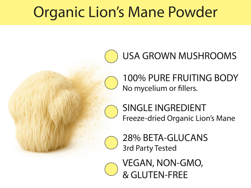 KOYAH Lion's Mane powder spoon dispense; convenient daily serving option