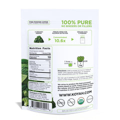 KOYAH Greens Blend pour demonstrates easy mixing into smoothies for daily greens