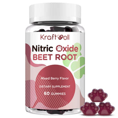 Kraftvoll Nitric Oxide Beet Root Gummies packshot showing sugar-free berry flavor.