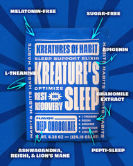 Kreatures of Habit Sleep packaging front highlighting chocolate flavor.