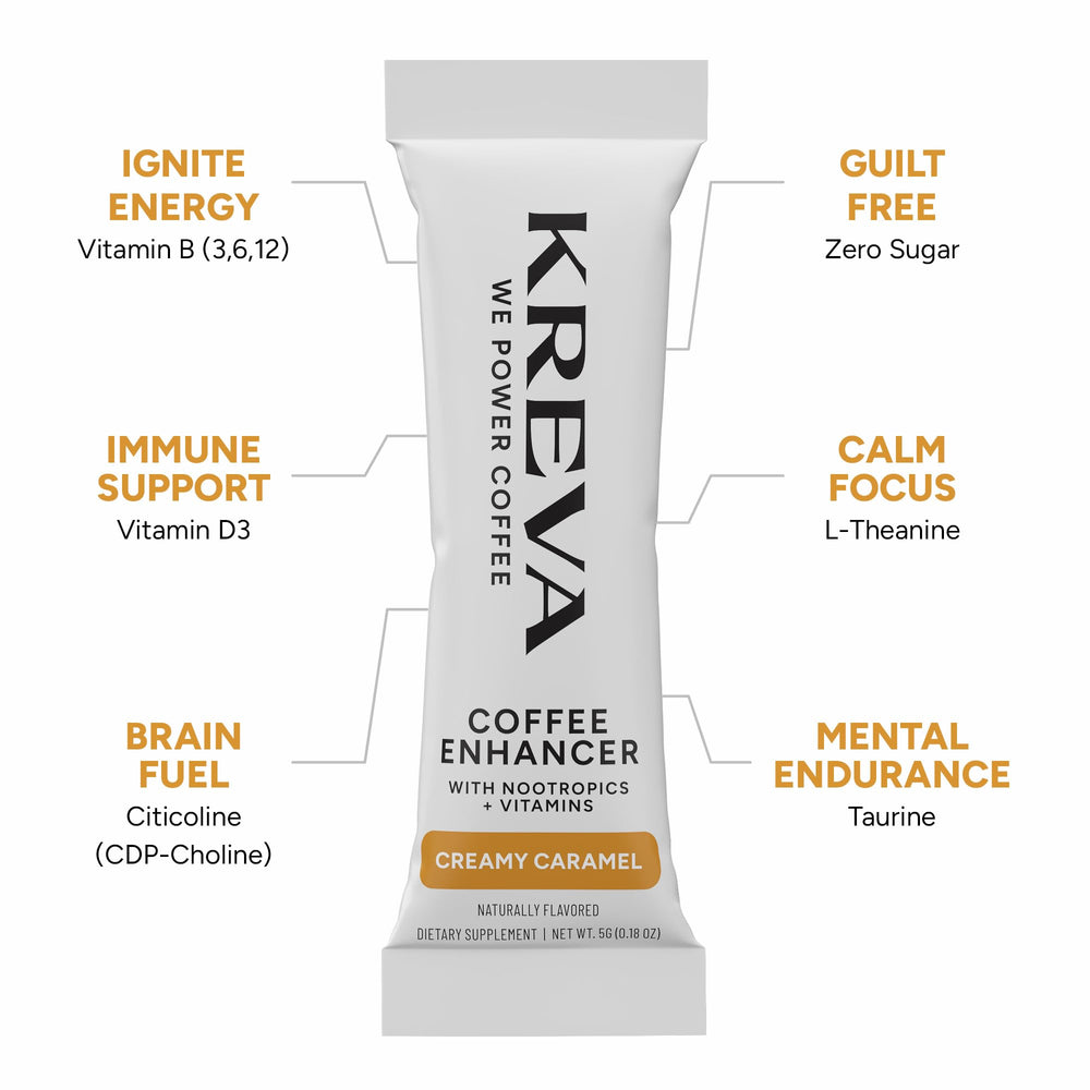 Kreva Smart Coffee Enhancer creamy coffee with coconut milk finish elevates flavor