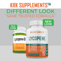KRK Supplements Lycopene 50 mg bottle back with dosage information