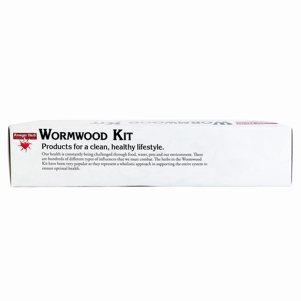 Kroeger Herbal blend capsules spread on white background.