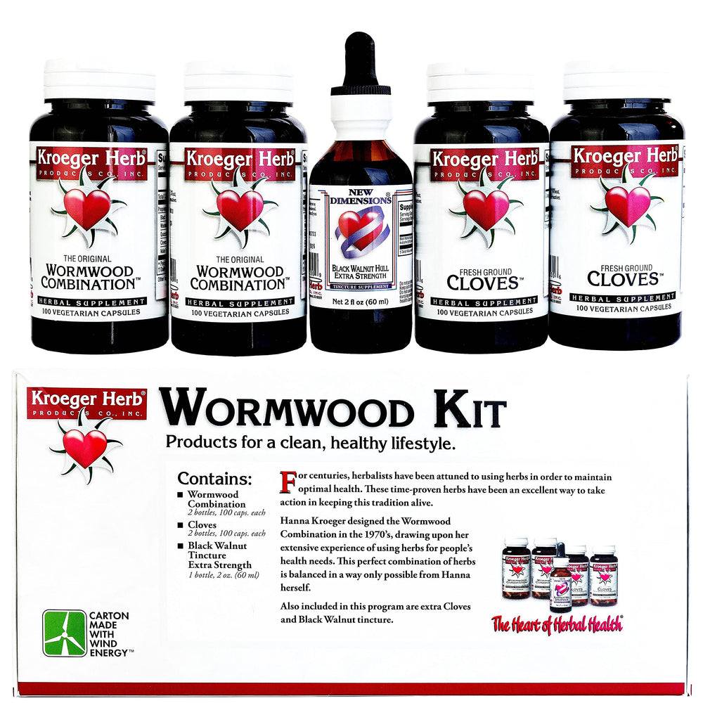 Kroeger Made in USA stamp beside herbal supplement bottle.