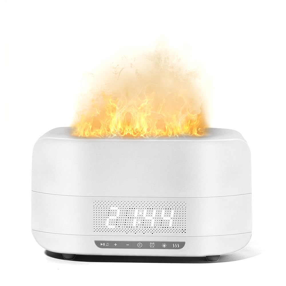 KSTPGRZK flame aroma diffuser with LED night light for relaxing evenings.