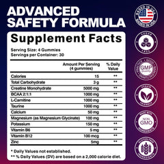 Kukaly Creatine Gummies strawberry serving count on back label