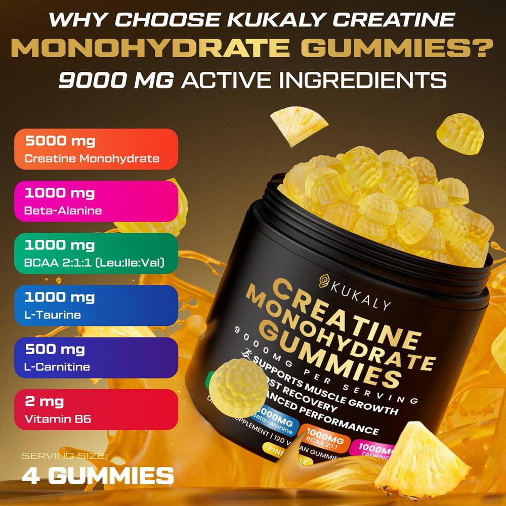 Kukaly pineapple gummies close-up showing sugar-free formula