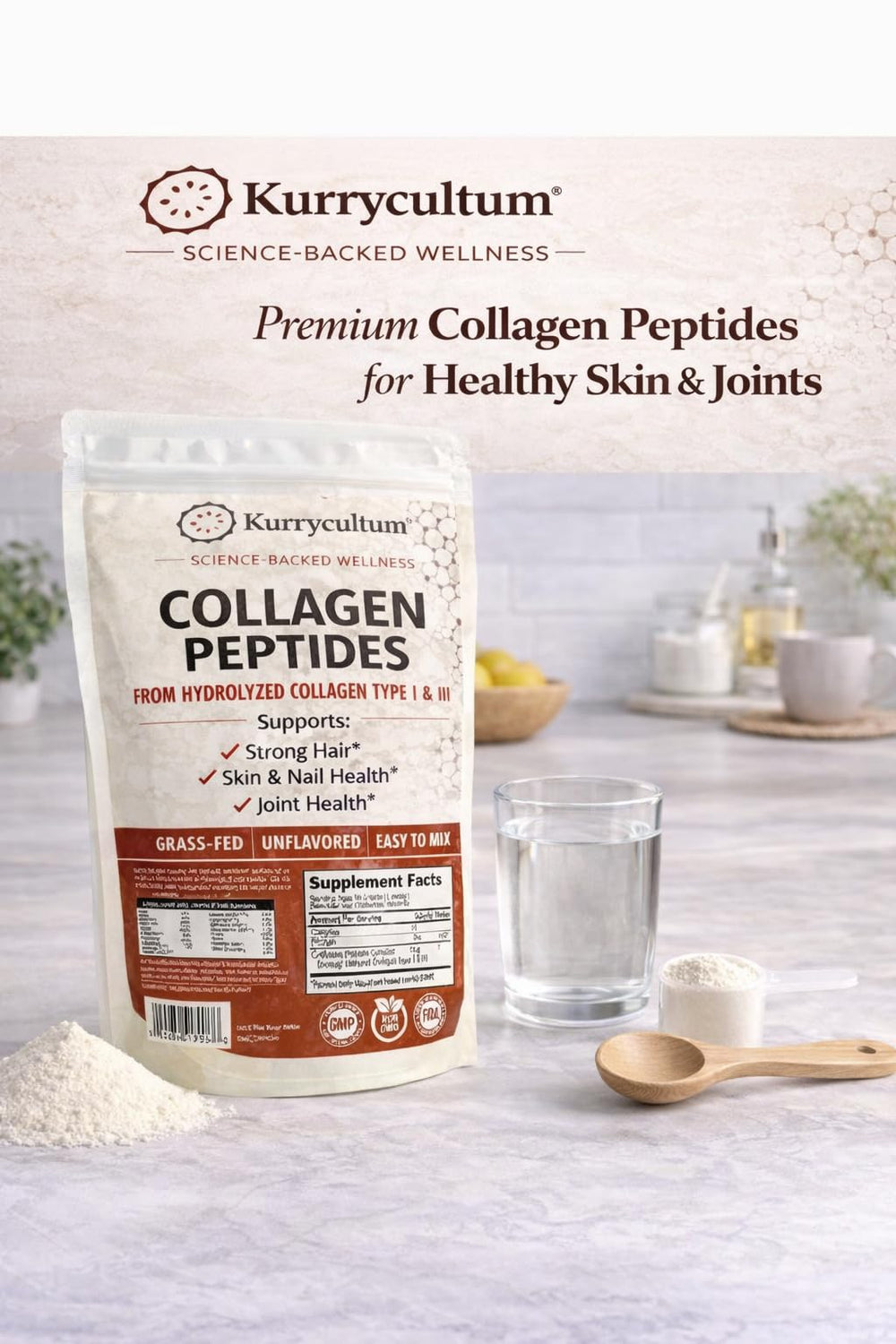 Kurryculum Collagen Peptides hydrolyzed peptides for quick absorption