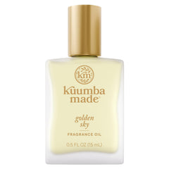 Kuumba Made Golden Sky fragrance oil bottle close-up highlights long lasting aroma