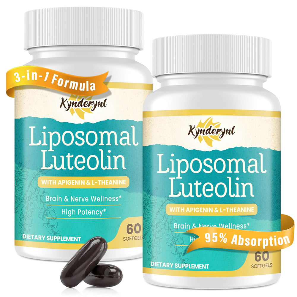Kynderynl Liposomal Luteolin 200mg bottle front for daily cognitive support.