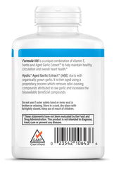 Kyolic bottle label emphasizes heart health and cholesterol support.