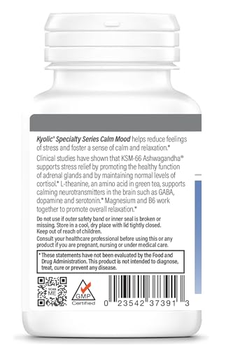 Close-up of Kyolic Calm Mood capsules, easy-to-swallow mood support.