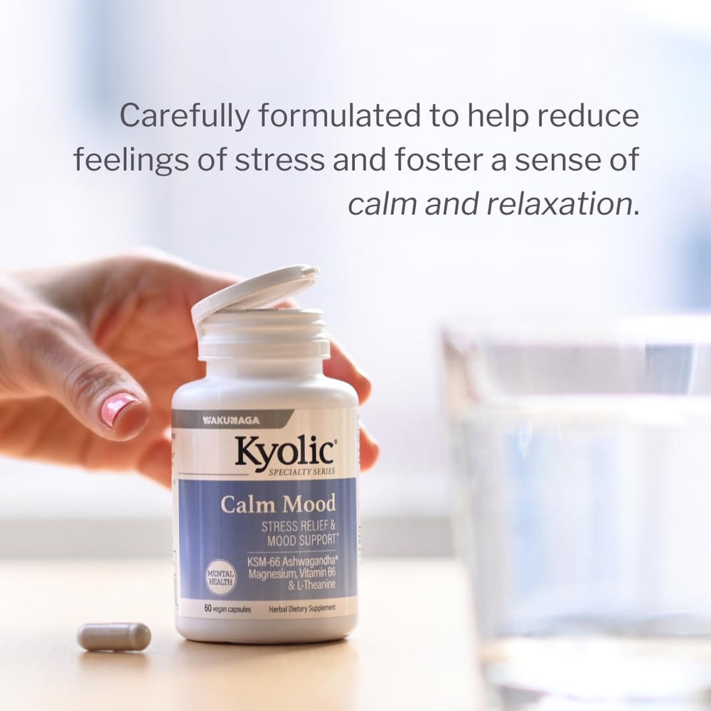 Kyolic Calm Mood label emphasizing the blend for mood support.