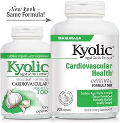 Kyolic daily-dosage image illustrates two tablets per serving for a straightforward routine.