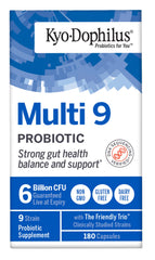 Kyolic Kyo-Dophilus probiotic label emphasizing non-GMO, gluten-free, dairy-free features.