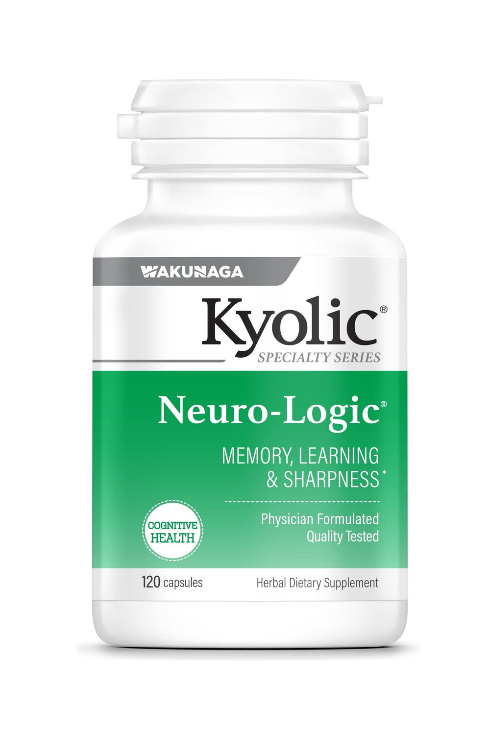 Kyolic Neuro-Logic memory bottle promotes focus and mental clarity.