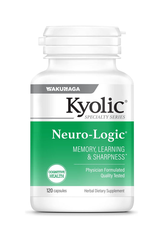 Kyolic Neuro-Logic memory bottle promotes focus and mental clarity.