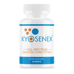 Kyosenex full-spectrum thymus peptide bottle promoting balanced immune support.