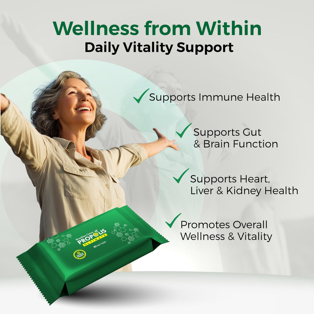 LABO Nutrition propolis capsules on white background with flavonoids emphasis.