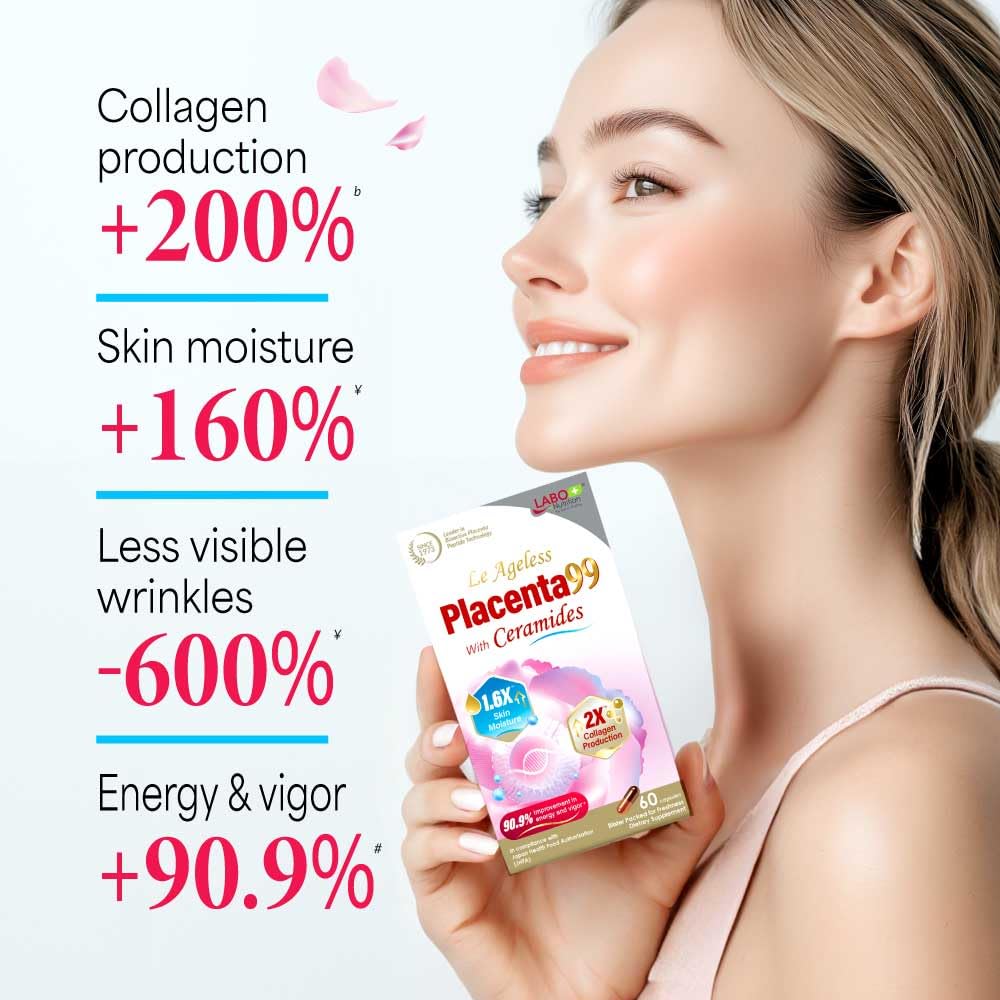 Le Ageless Placenta 99 triple-pack packaging seen from side
