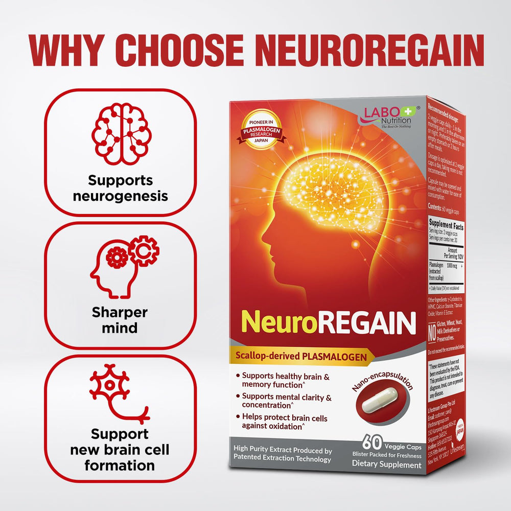 LABO NeuroREGAIN made in Japan emblem - natural safe pure composition