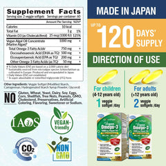 LABO Nutrition vegan omega-3 softgels close-up focusing on DHA and EPA benefits for joints.